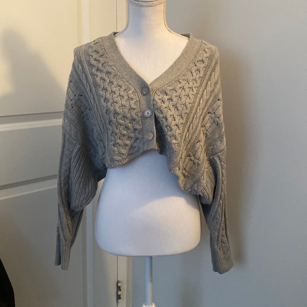 Oversized Cropped Sweater Forever 21 gray - Picture 1 of 9